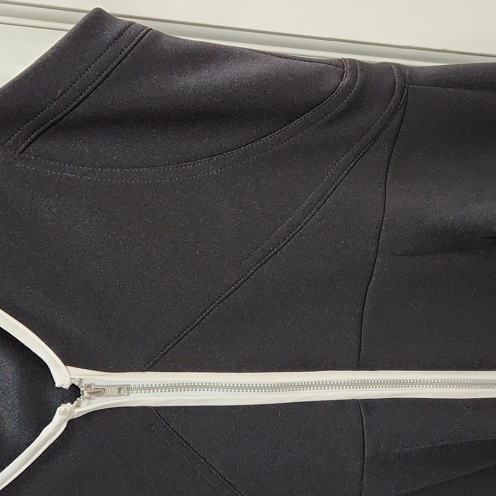 Practically New! Scuba Black Sheath Dress with White Trim - Picture 3 of 5